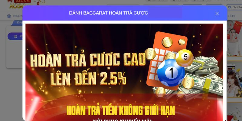 Hoàn cược Baccarat khủng 2.5%